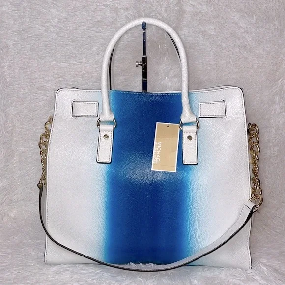 New Michael Kors Hamilton Spray Large Leather Shoulder Bag Tote Purse Wh…
